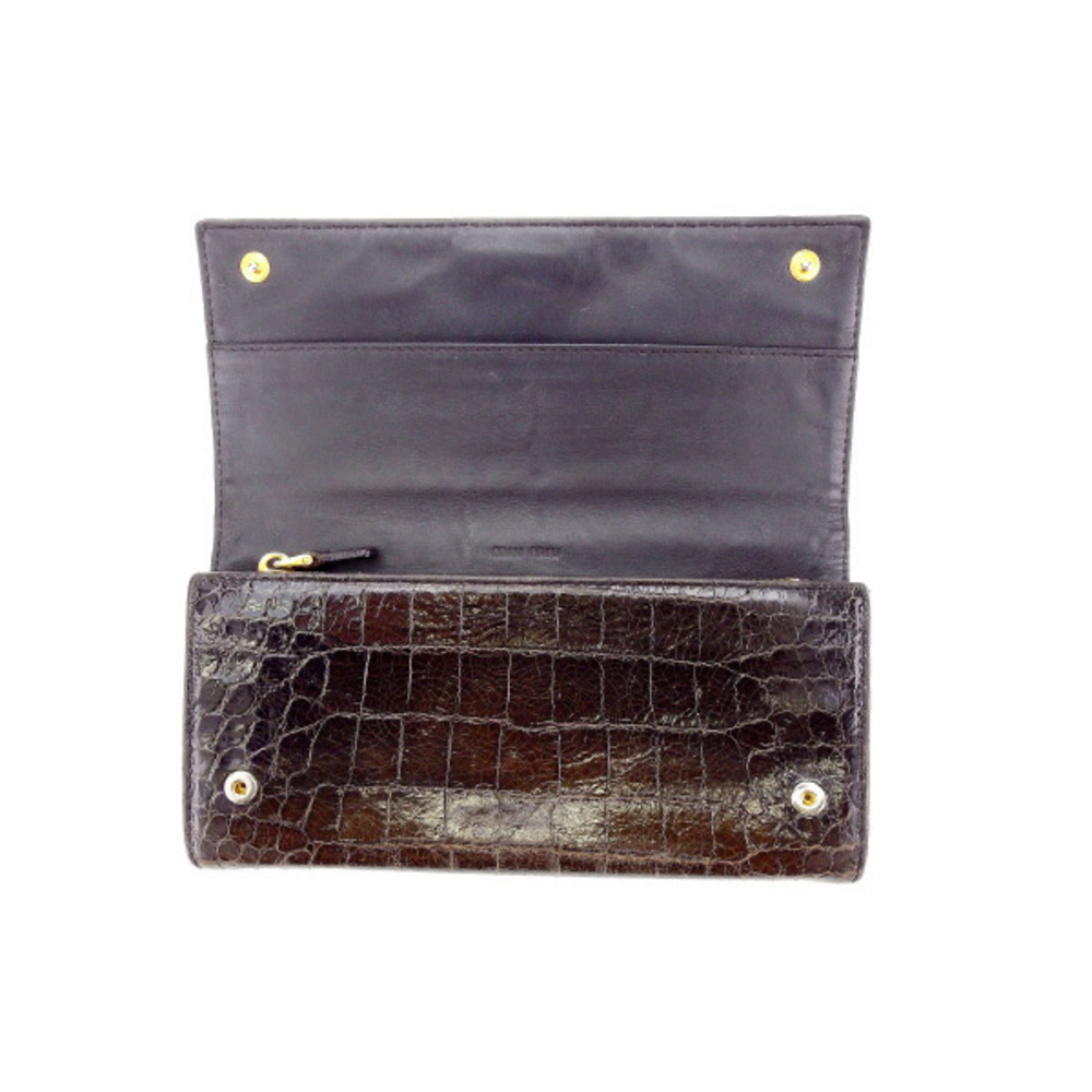 Miu Miu Long Wallet Long Wallet Crocodile Brown L… - image 6